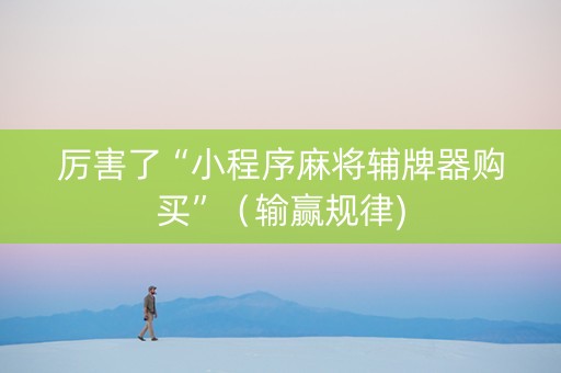 厉害了“小程序麻将辅牌器购买”（输赢规律)