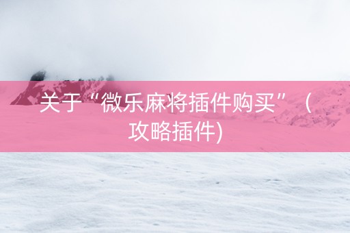 关于“微乐麻将插件购买”（攻略插件)