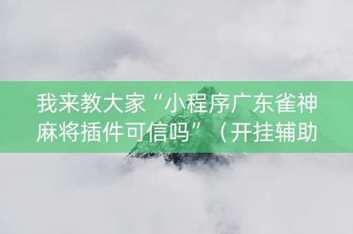 我来教大家“小程序广东雀神麻将插件可信吗”（开挂辅助器插件)