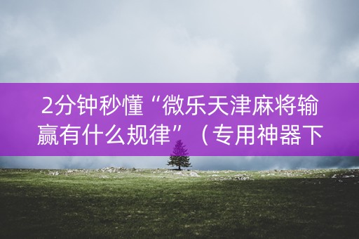 2分钟秒懂“微乐天津麻将输赢有什么规律”（专用神器下载)
