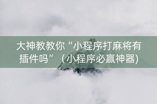 大神教教你“小程序打麻将有插件吗”（小程序必赢神器)