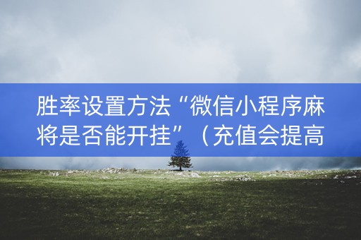 胜率设置方法“微信小程序麻将是否能开挂”（充值会提高胜率么)