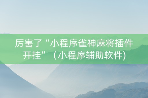 厉害了“小程序雀神麻将插件开挂”（小程序辅助软件)
