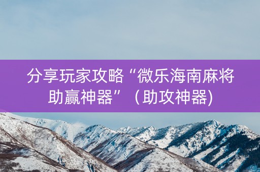 分享玩家攻略“微乐海南麻将助赢神器”（助攻神器)