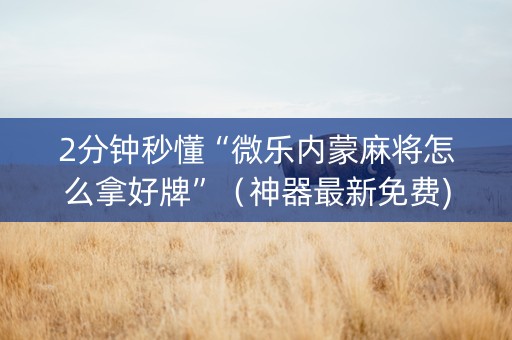 2分钟秒懂“微乐内蒙麻将怎么拿好牌”（神器最新免费)
