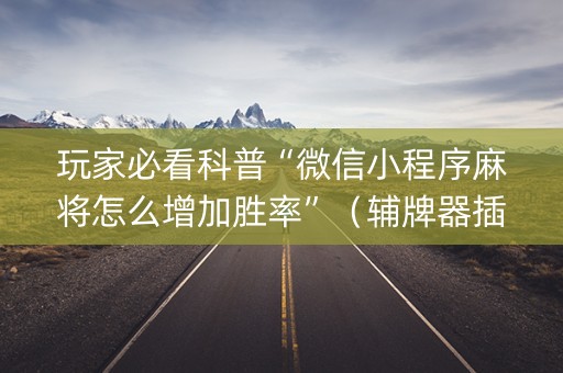 玩家必看科普“微信小程序麻将怎么增加胜率”（辅牌器插件购买)
