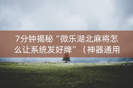 7分钟揭秘“微乐湖北麻将怎么让系统发好牌”（神器通用版)