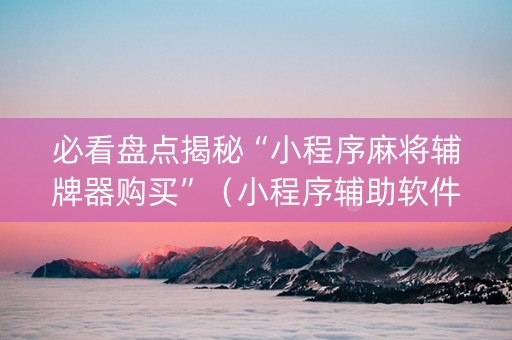 必看盘点揭秘“小程序麻将辅牌器购买”（小程序辅助软件)