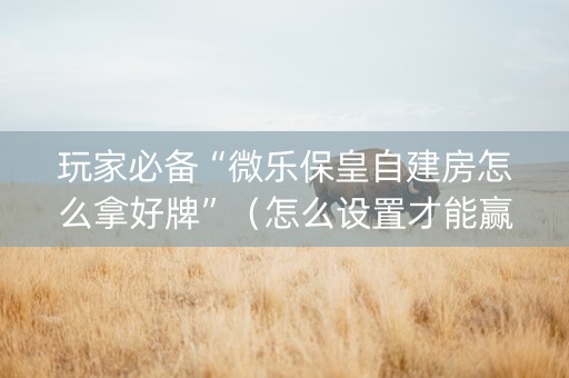 玩家必备“微乐保皇自建房怎么拿好牌”（怎么设置才能赢)
