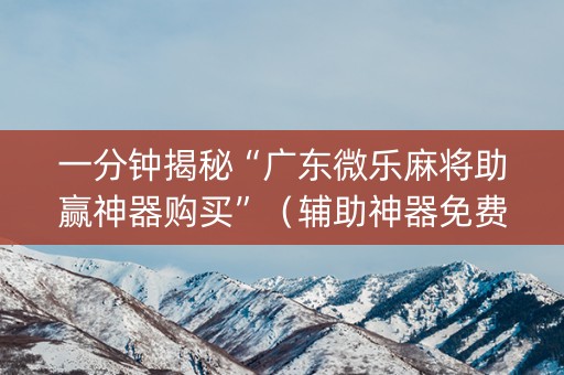 一分钟揭秘“广东微乐麻将助赢神器购买”（辅助神器免费)