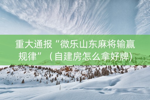 重大通报“微乐山东麻将输赢规律”（自建房怎么拿好牌)