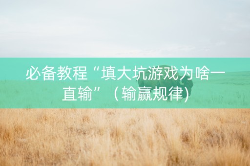 必备教程“填大坑游戏为啥一直输”（输赢规律)