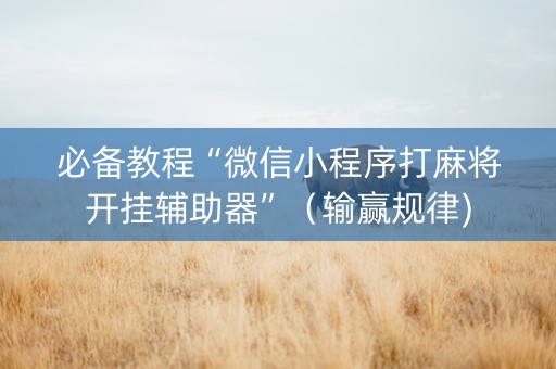 必备教程“微信小程序打麻将开挂辅助器”（输赢规律)