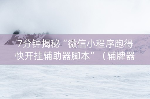 7分钟揭秘“微信小程序跑得快开挂辅助器脚本”（辅牌器插件购买)