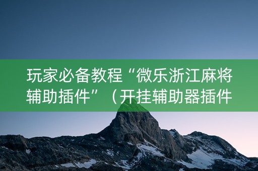 玩家必备教程“微乐浙江麻将辅助插件”（开挂辅助器插件)