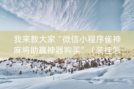 我来教大家“微信小程序雀神麻将助赢神器购买”（装挂怎么安装)