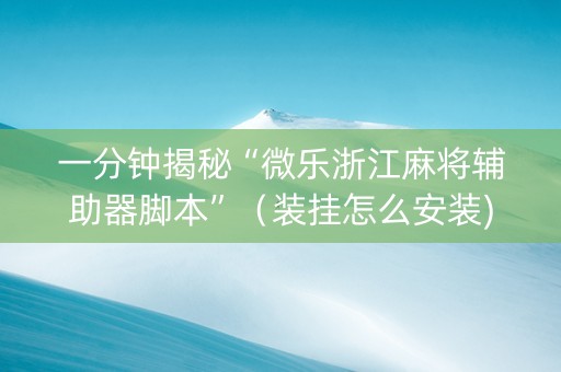 一分钟揭秘“微乐浙江麻将辅助器脚本”（装挂怎么安装)