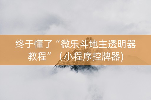 终于懂了“微乐斗地主透明器教程”（小程序控牌器)