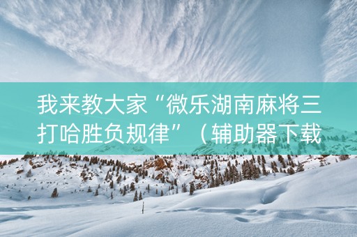 我来教大家“微乐湖南麻将三打哈胜负规律”（辅助器下载)
