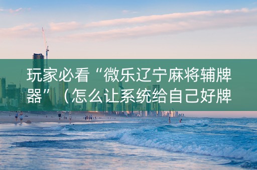 玩家必看“微乐辽宁麻将辅牌器”（怎么让系统给自己好牌)