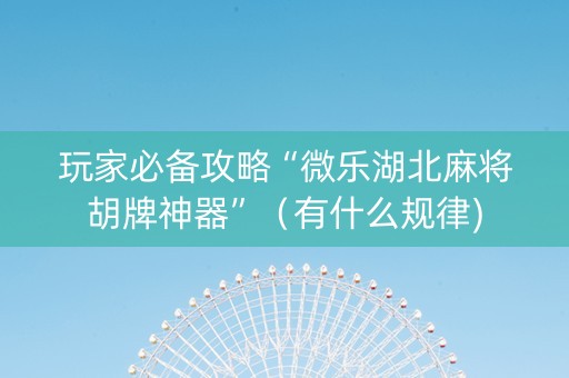 玩家必备攻略“微乐湖北麻将胡牌神器”（有什么规律)