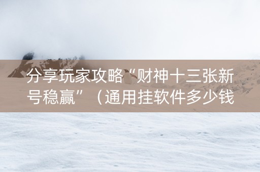 分享玩家攻略“财神十三张新号稳赢”（通用挂软件多少钱)