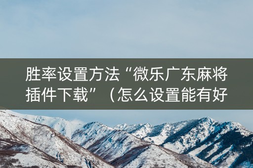胜率设置方法“微乐广东麻将插件下载”（怎么设置能有好牌)