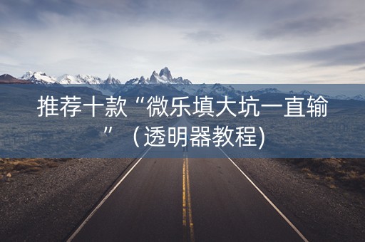 推荐十款“微乐填大坑一直输”（透明器教程)