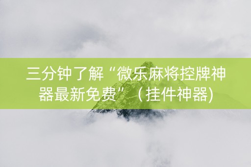 三分钟了解“微乐麻将控牌神器最新免费”（挂件神器)