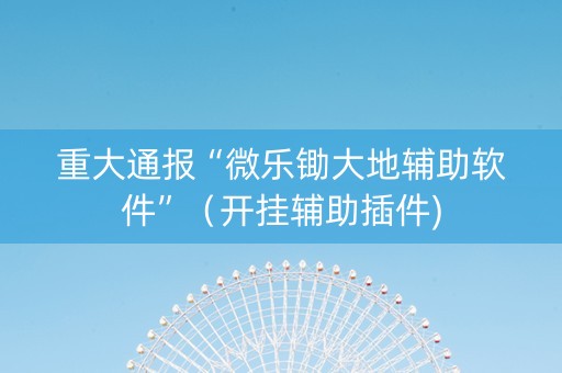 重大通报“微乐锄大地辅助软件”（开挂辅助插件)