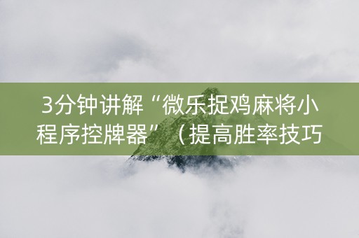 3分钟讲解“微乐捉鸡麻将小程序控牌器”（提高胜率技巧)