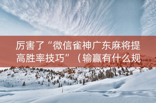厉害了“微信雀神广东麻将提高胜率技巧”（输赢有什么规律)