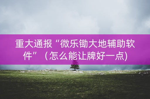 重大通报“微乐锄大地辅助软件”（怎么能让牌好一点)