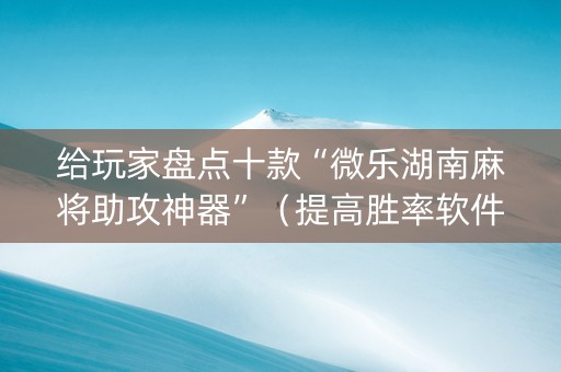 给玩家盘点十款“微乐湖南麻将助攻神器”（提高胜率软件)