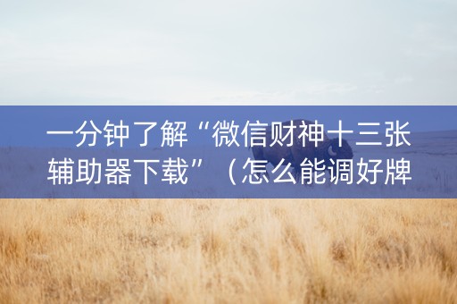 一分钟了解“微信财神十三张辅助器下载”（怎么能调好牌)