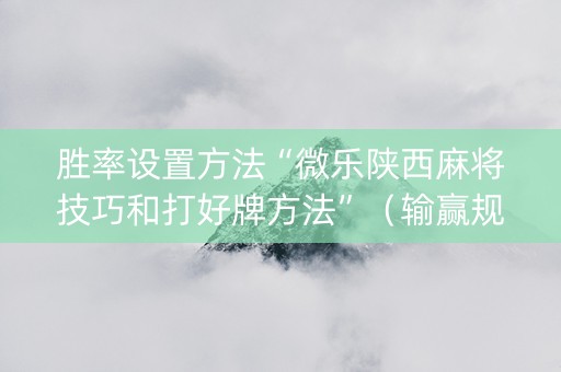 胜率设置方法“微乐陕西麻将技巧和打好牌方法”（输赢规律)
