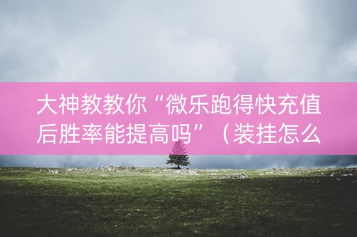 大神教教你“微乐跑得快充值后胜率能提高吗”（装挂怎么安装)