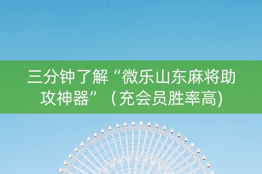 三分钟了解“微乐山东麻将助攻神器”（充会员胜率高)