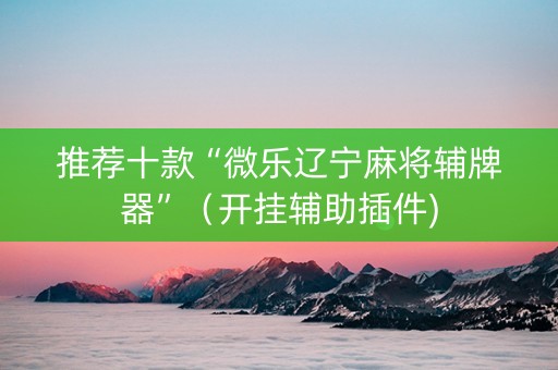 推荐十款“微乐辽宁麻将辅牌器”（开挂辅助插件)