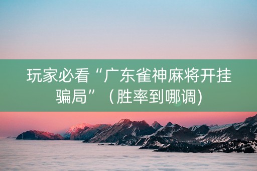 玩家必看“广东雀神麻将开挂骗局”（胜率到哪调)
