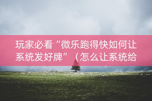 玩家必看“微乐跑得快如何让系统发好牌”（怎么让系统给自己好牌)