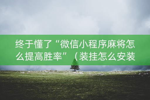 终于懂了“微信小程序麻将怎么提高胜率”（装挂怎么安装)