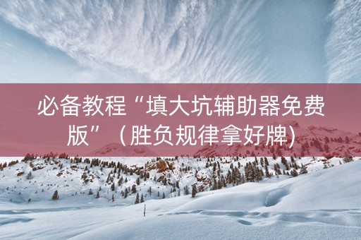 必备教程“填大坑辅助器免费版”（胜负规律拿好牌)