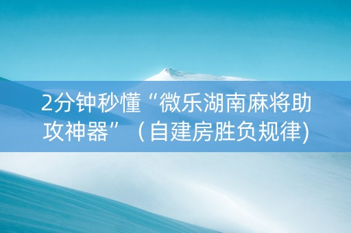 2分钟秒懂“微乐湖南麻将助攻神器”（自建房胜负规律)