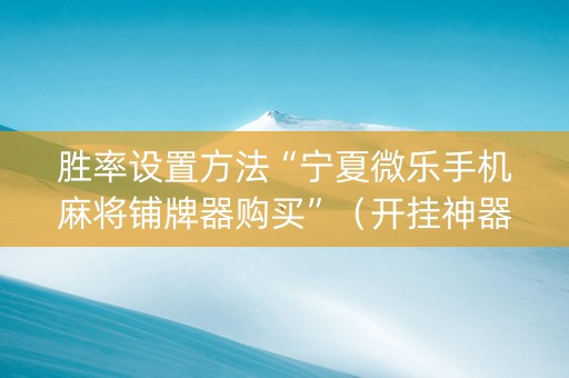 胜率设置方法“宁夏微乐手机麻将铺牌器购买”（开挂神器下载)