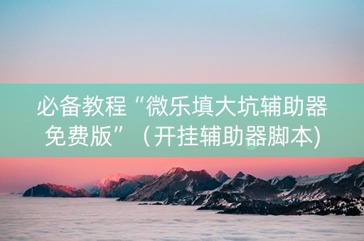必备教程“微乐填大坑辅助器免费版”（开挂辅助器脚本)