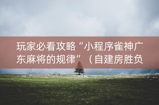 玩家必看攻略“小程序雀神广东麻将的规律”（自建房胜负规律)