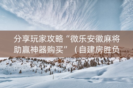 分享玩家攻略“微乐安徽麻将助赢神器购买”（自建房胜负规律)