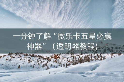 一分钟了解“微乐卡五星必赢神器”（透明器教程)