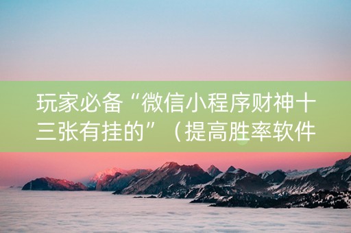 玩家必备“微信小程序财神十三张有挂的”（提高胜率软件)